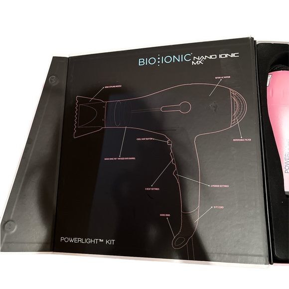 Bio Ionic Powerlight Rose Limited Edition hair dryer Kit NanoIonic MX NEW - Picture 8 of 11